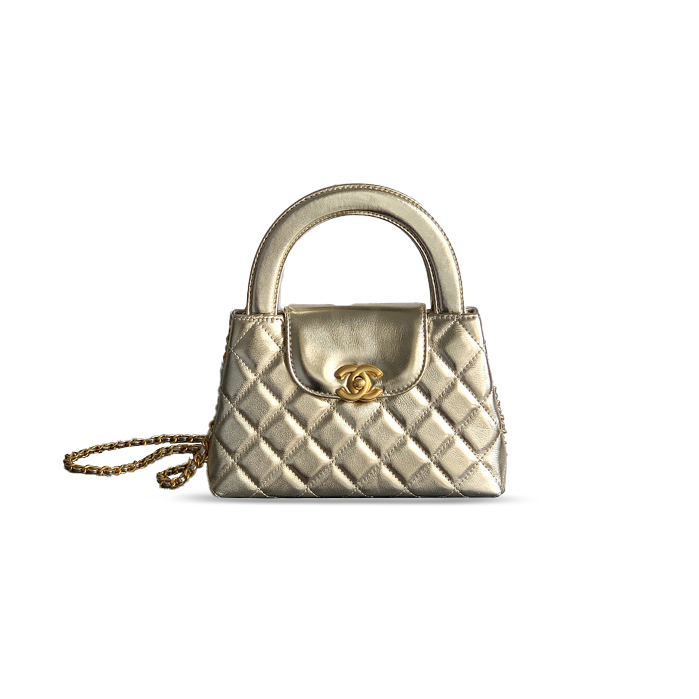 Ch*el gold quilted lambskin mini kelly gold hardware as4416 (19*13*7cm)